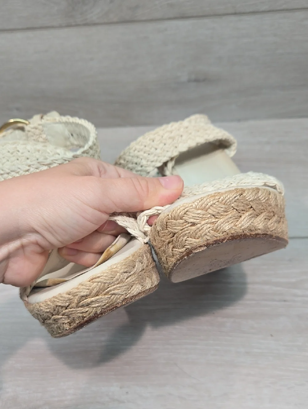 Stuart Weitzman Women Woven Espadrille Wedge Sandals Shoes Sz 7.5M - Picture 5 of 12